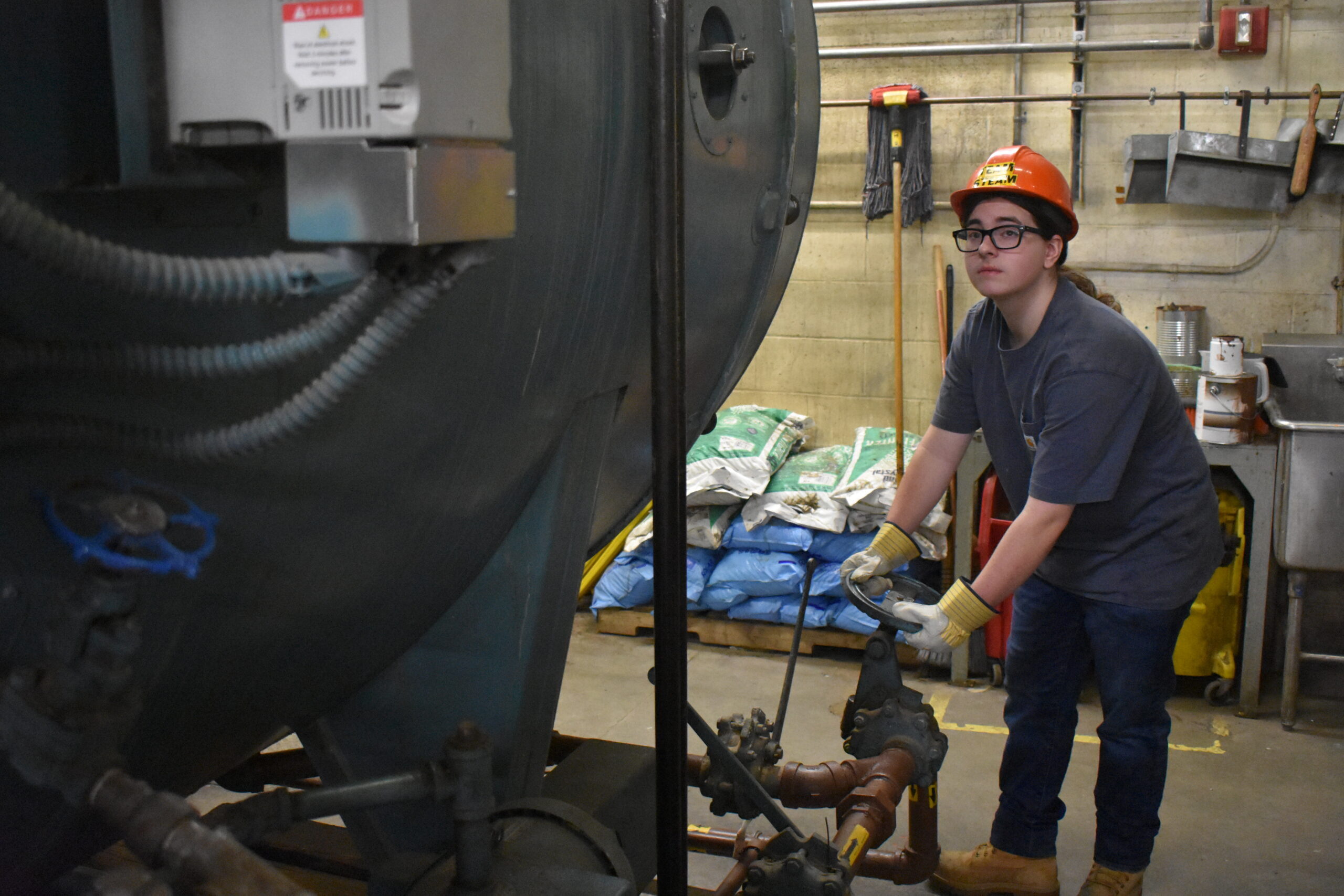  STEAM Student performing a boiler bottom blowdwon